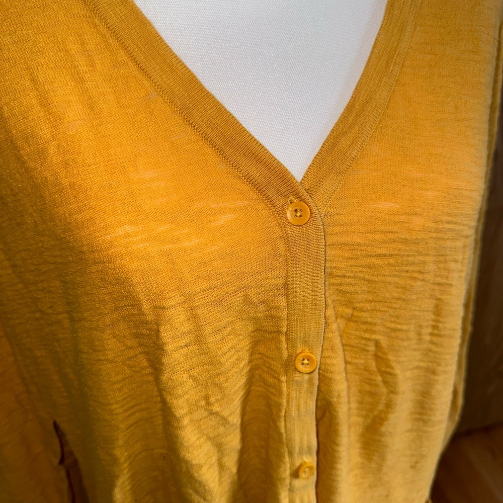 Torrid Mustard Yellow “Boyfriend” Tunic Length Button - up Cardigan - Picture 2 of 5
